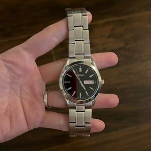 Seiko Men's Essential Stainless Steel Black Dial Watch - SUR361